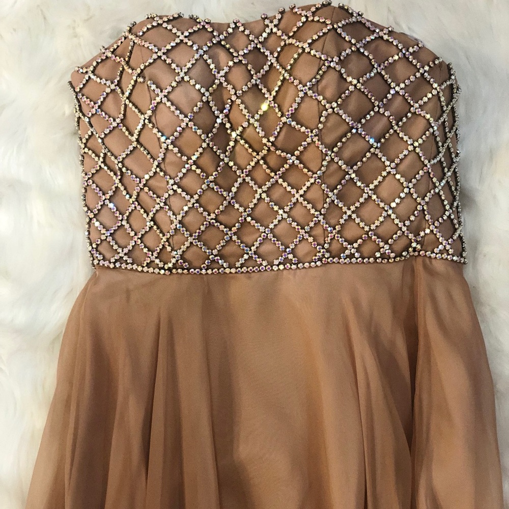 Nude Beaded Evening Gown
